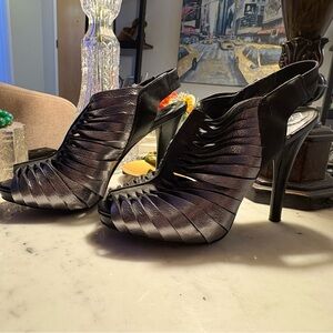 BCBG Black Strappy Heels